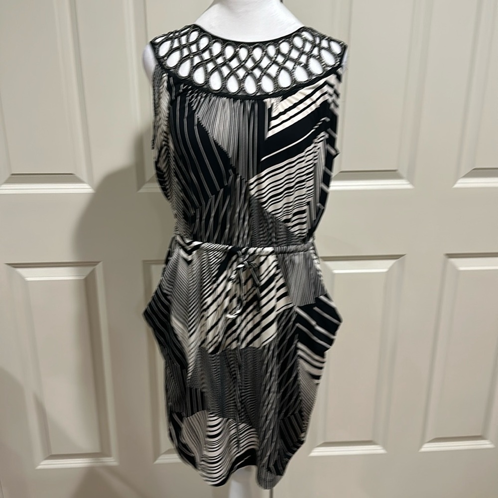 Elegant Black and White Geometric Dress